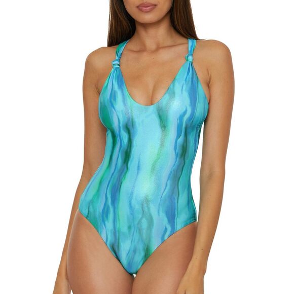 BECCA Other - BECCA One Piece Swimsuit Scoop Neck Bathing Suits Blue L